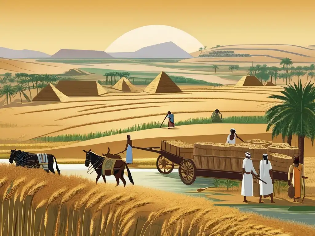 Una imagen vintage muestra el paisaje agrícola de Egipto durante el Dinástico Temprano