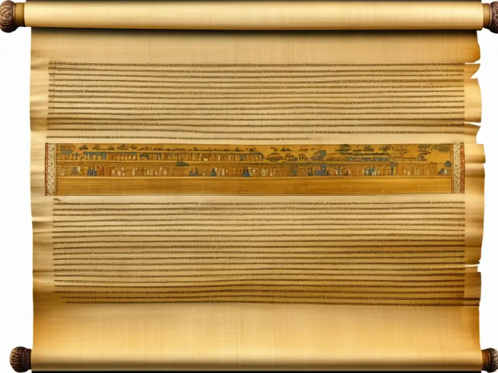 Imagen vintage de un papiro antiguo con jeroglíficos en tonos sepia