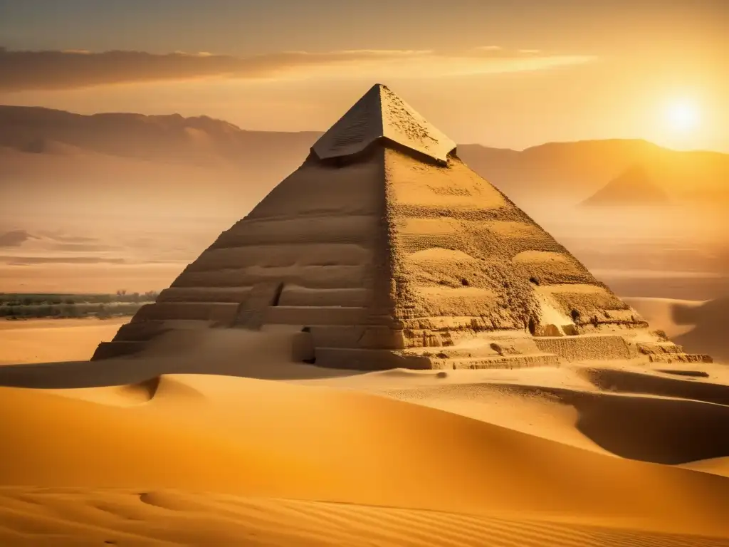 Una imagen vintage de la Pirámide de Meidum en Egipto se alza imponente contra el desierto