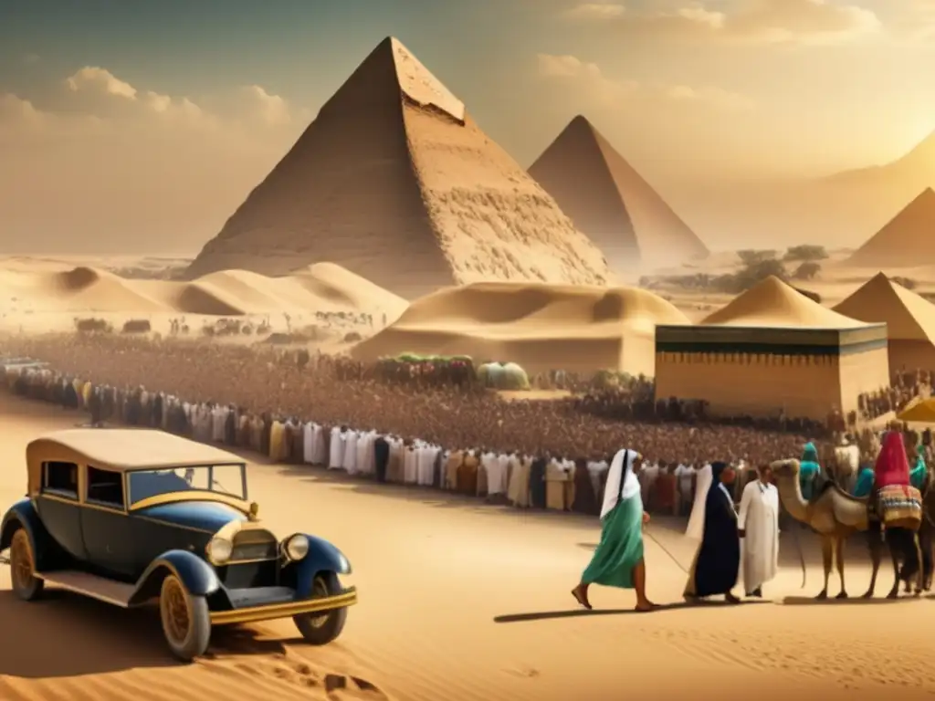 Imagen vintage de la medición de población y riqueza en Egipto