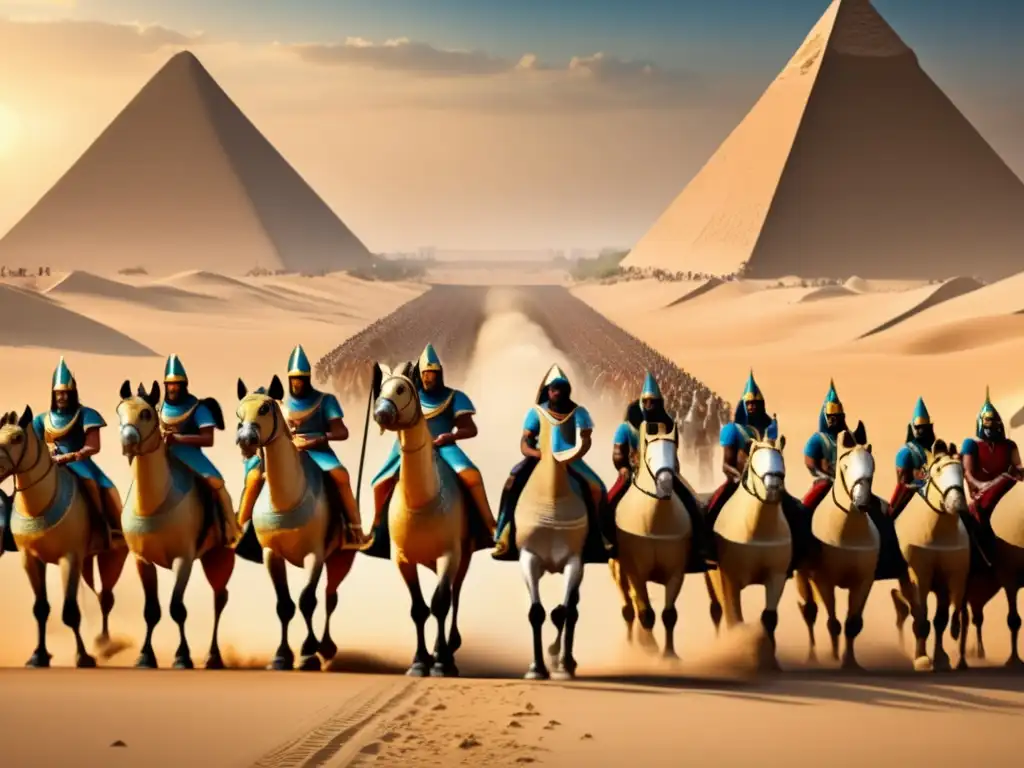 En esta imagen vintage, vemos al poderoso faraón Thutmose III liderando sus tropas en las Campañas Militares