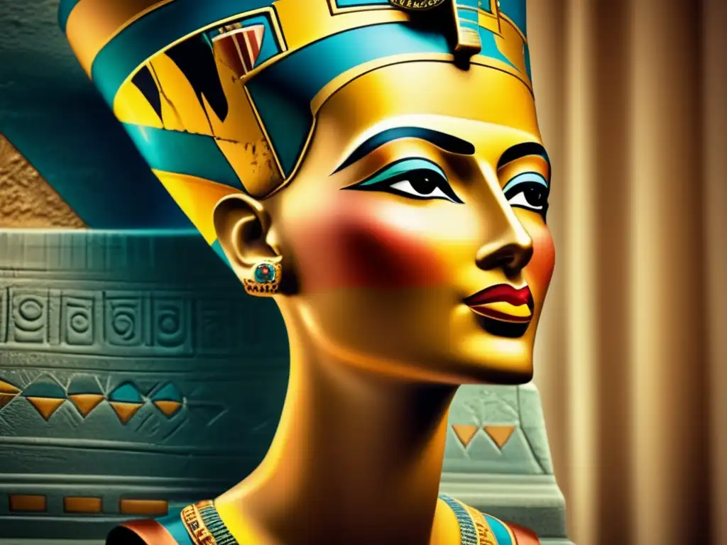 Una imagen vintage de alta resolución que muestra el icónico busto de la Reina Nefertiti