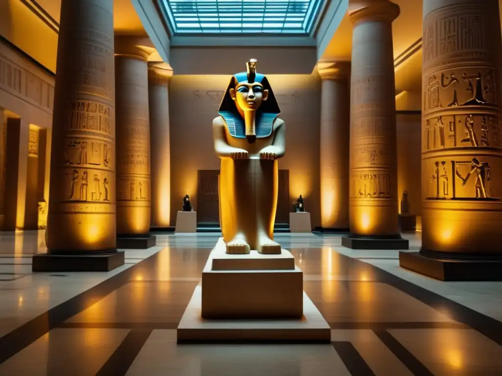 Una impactante exhibición de esculturas antiguas en un majestuoso salón de museo