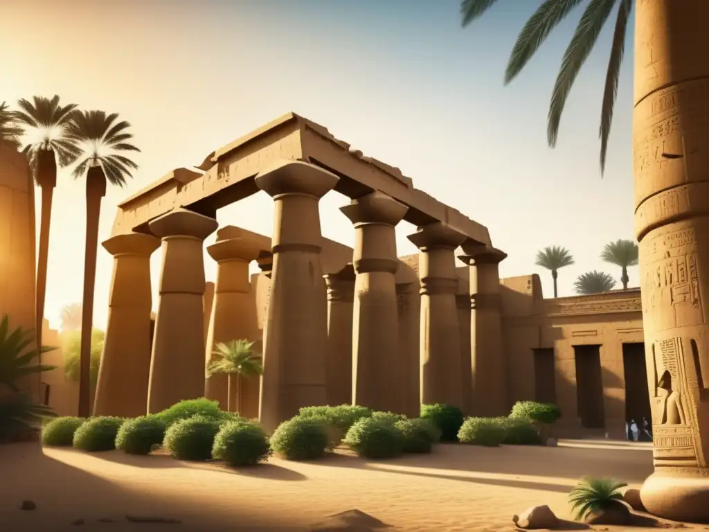 Una impactante imagen de inspiración vintage de la antigua ciudad de Luxor, bañada en luz dorada, captura la esencia de su rica historia