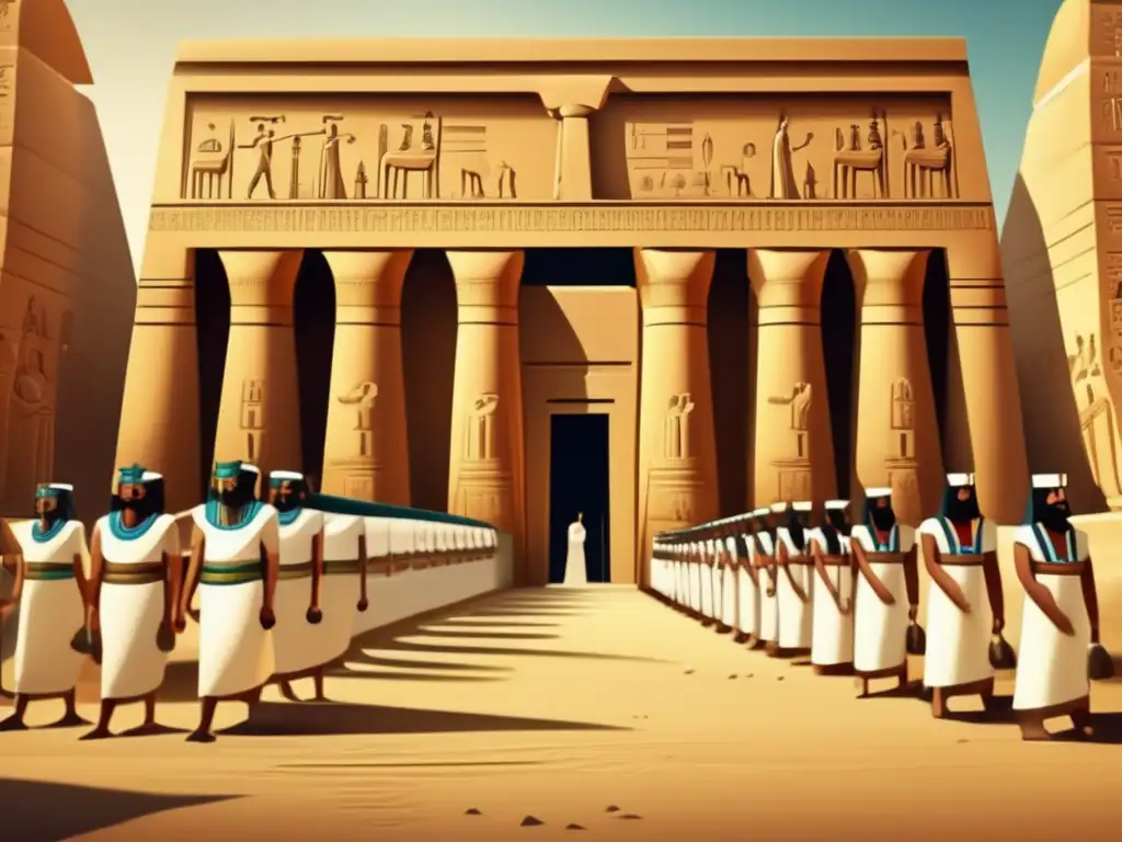 Imponente complejo de templos egipcios en la era dinástica temprana, destaca el papel del clero en Egipto