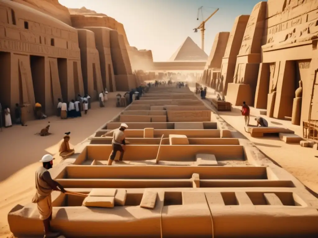 Imponente construcción de obeliscos egipcios en el antiguo Egipto