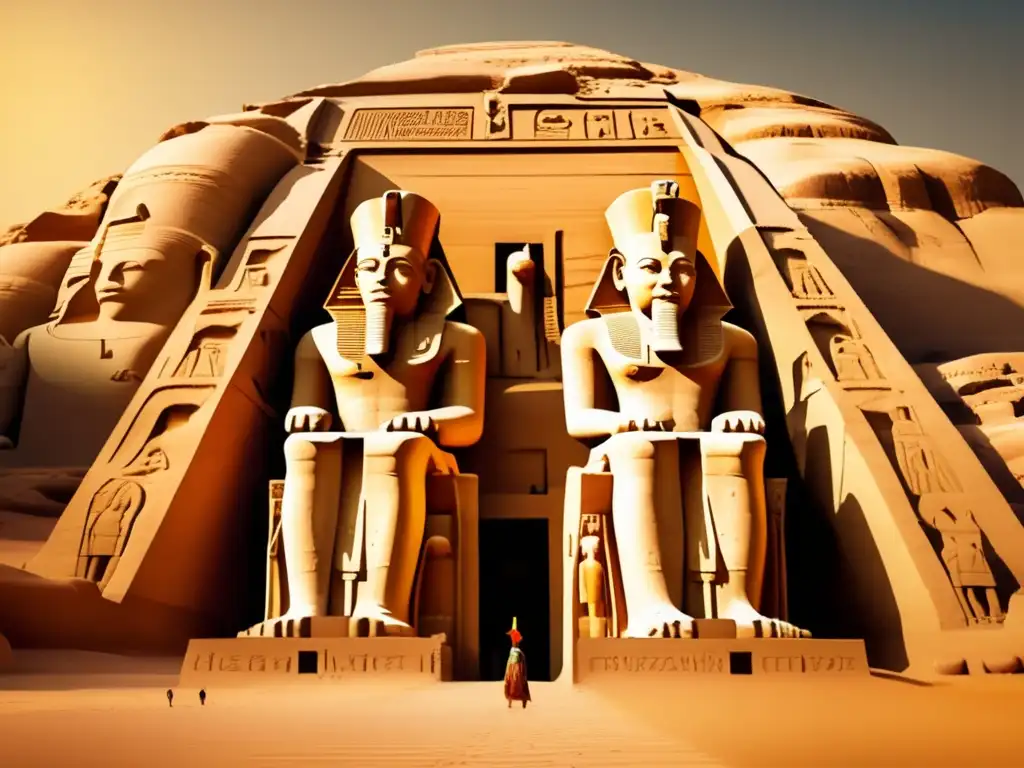 Imponente estatua del faraón Ramsés II en el Templo de Abu Simbel