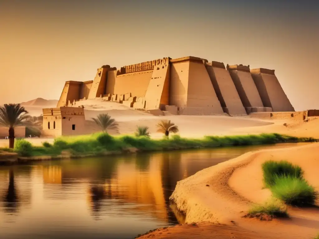 La imponente fortaleza de Buhen a orillas del Nilo, muestra la importancia de fortificaciones en guerras faraónicas