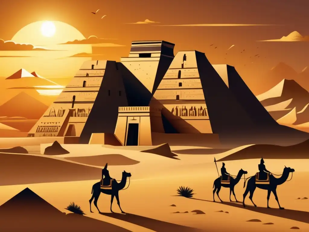 Imponente fortaleza egipcia emerge de las arenas del desierto, con arquitectura militar del Antiguo Egipto
