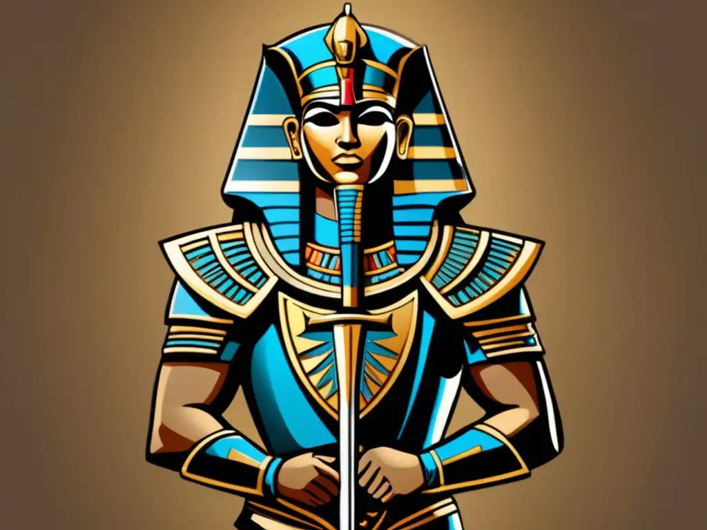 Imponente guerrero egipcio con armadura: protección y estética en perfecto equilibrio