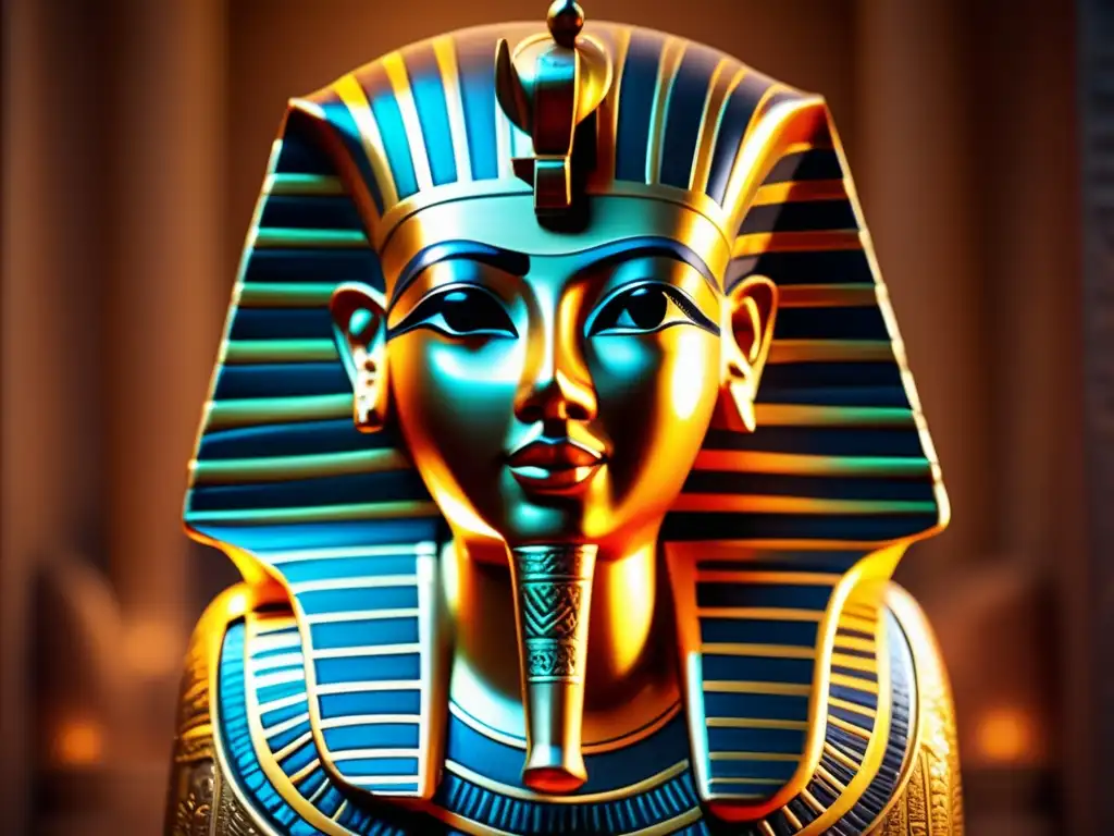 Imponente imagen 8k de un artefacto egipcio antiguo, conservado con esmero en un museo vintage