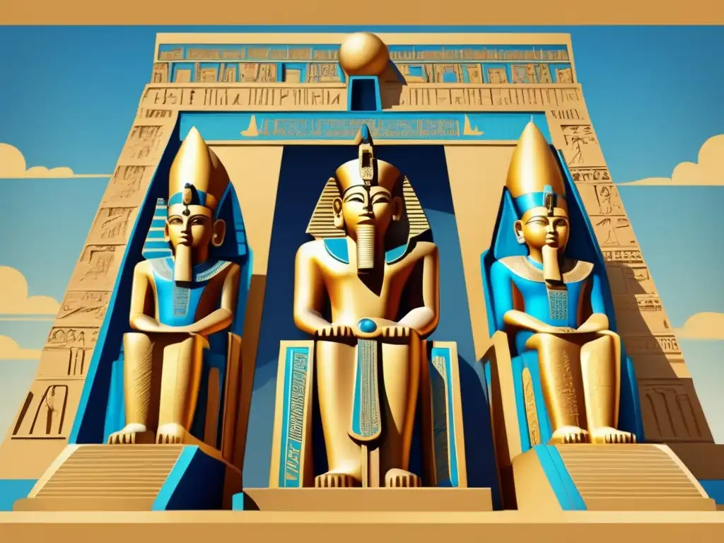 Imponente imagen del Gran Templo de Ptah en Menfis, con cielo azul de fondo