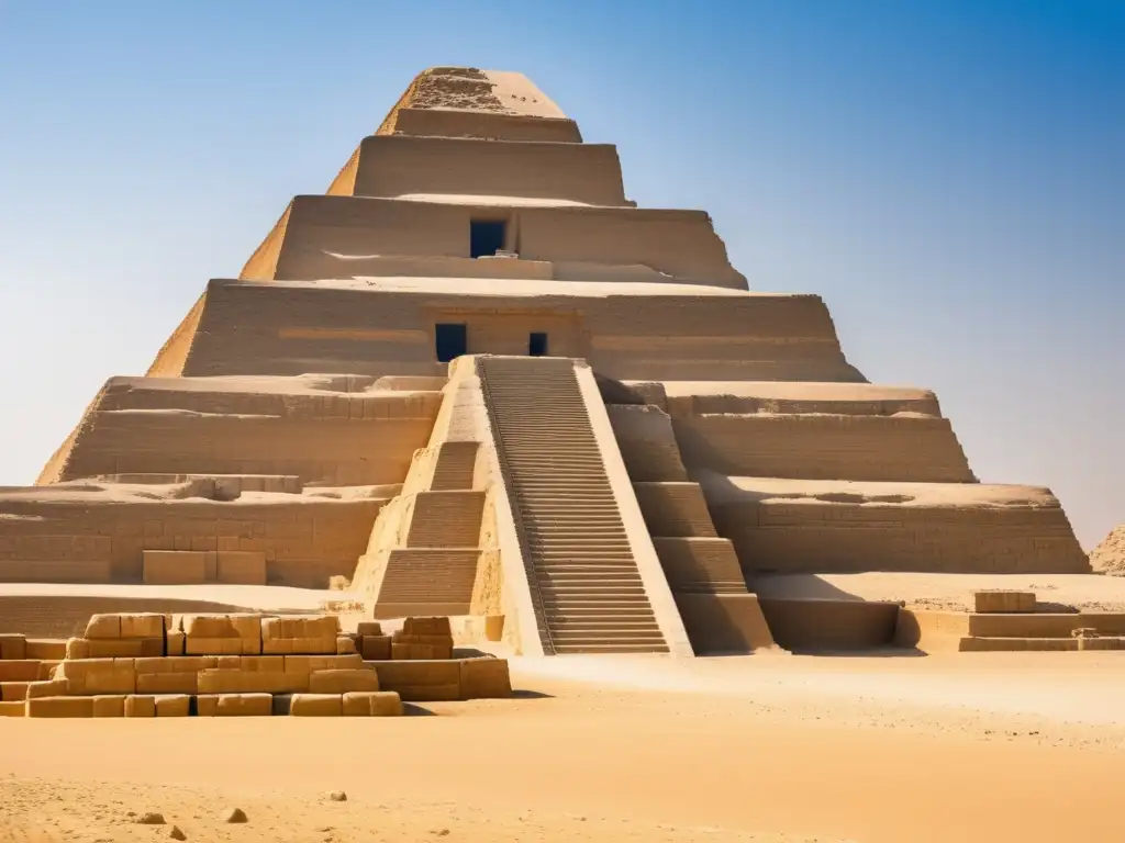 Imponente imagen de la Pirámide de Djoser en Sakkara, necrópolis sagrada, llena de historia y mitología egipcia