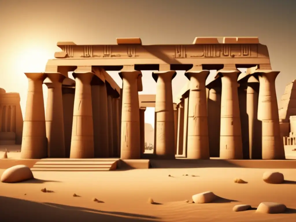 Imponente imagen en 8k del templo Rameseum, testamento de piedra de Ramsés II