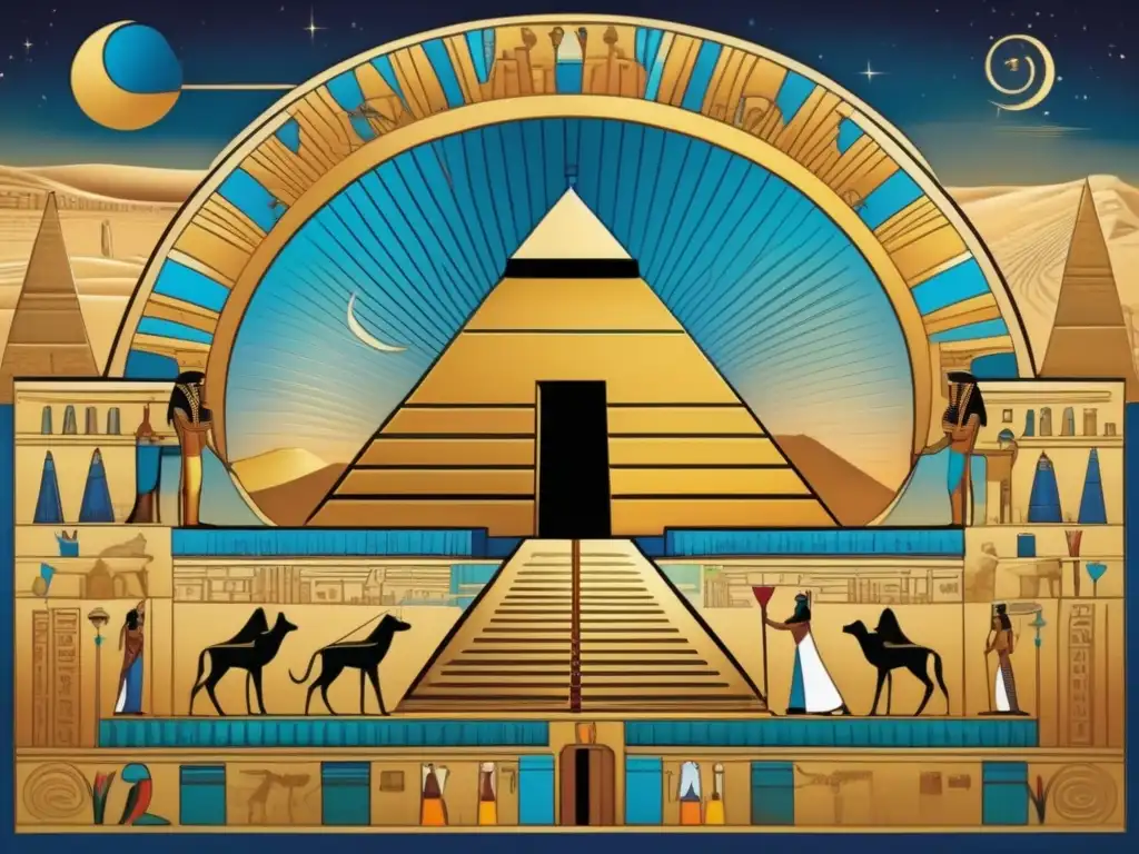 Imponente mural egipcio del número áureo en el arte y arquitectura, simbolizando la armonía divina