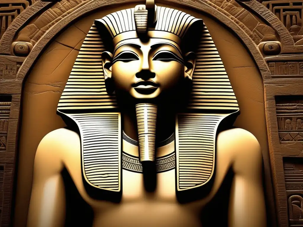 Imponente relieve de piedra con el rostro del faraón Horemheb
