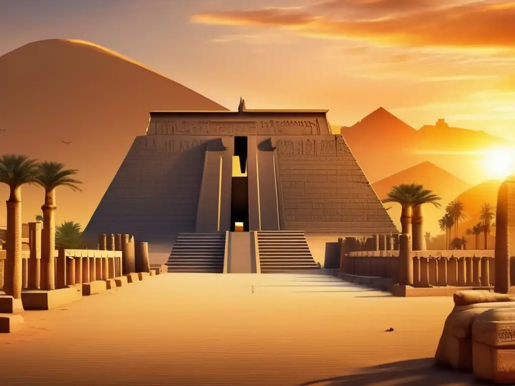 Imponente Templo de Luxor al atardecer, con su arquitectura magnífica y tallas intrincadas