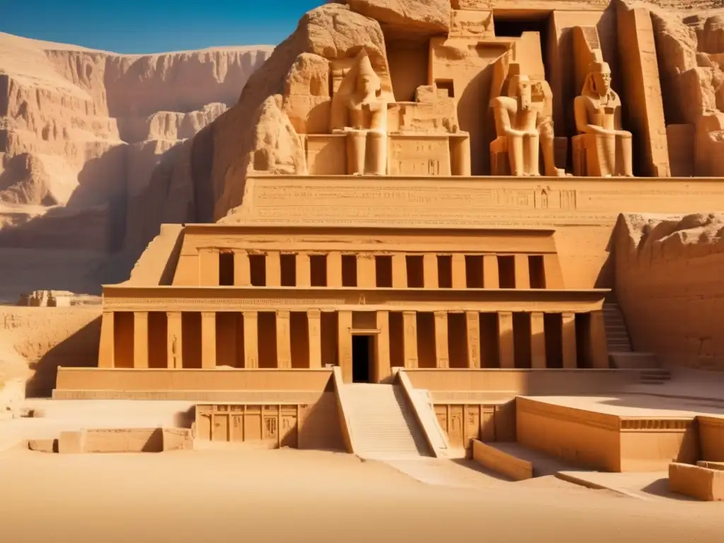 Imponente templo funerario de Hatshepsut en Deir el-Bahari, Egipto durante el Imperio Nuevo