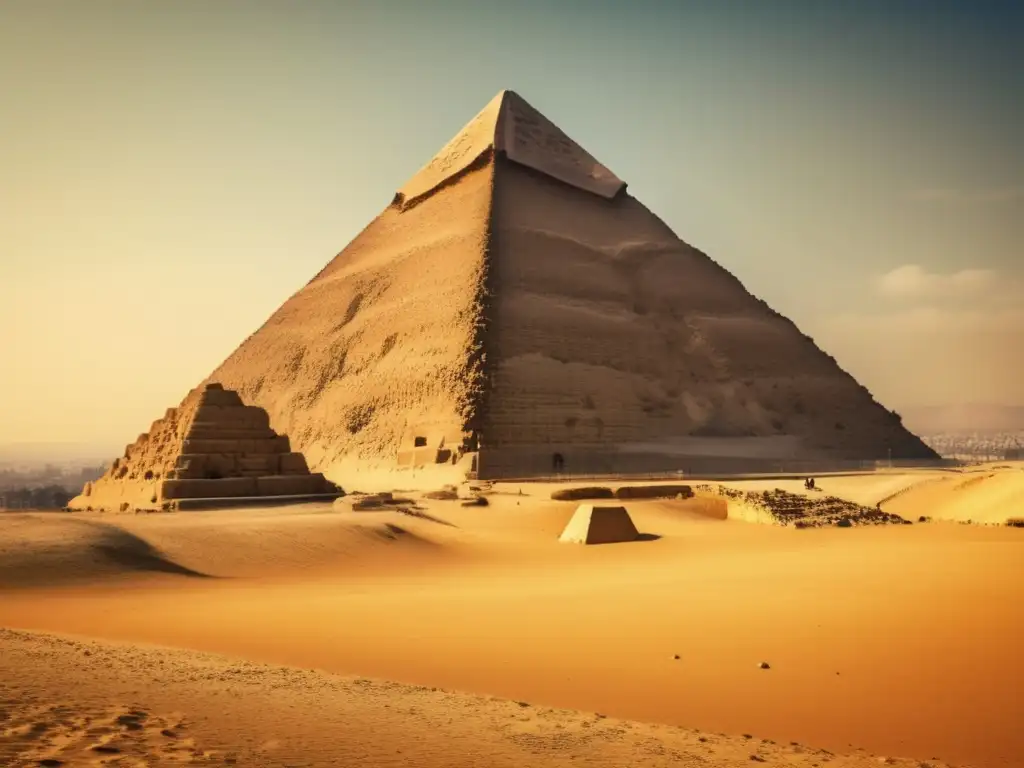 Imponente vista de la Gran Pirámide de Giza, resaltando la geología en su construcción egipcia