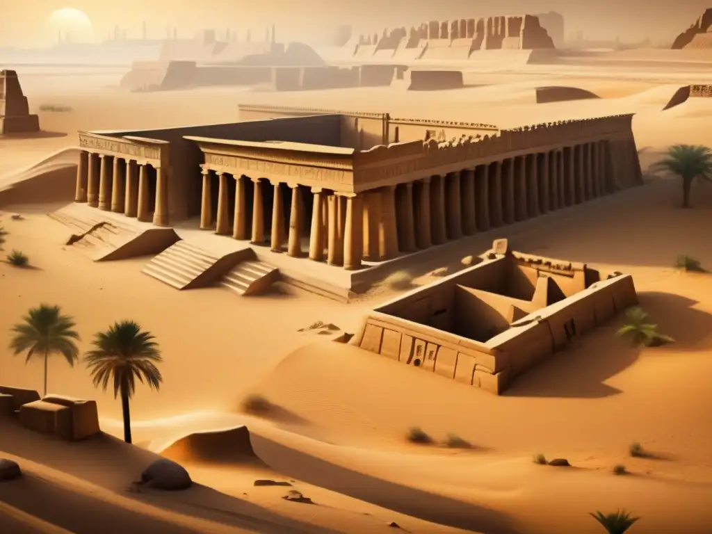 Imponentes ruinas del antiguo Egipto en el Primer Periodo Intermedio