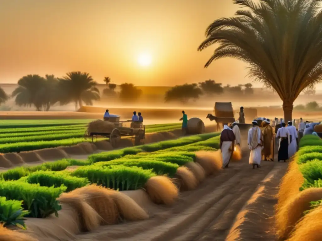 La importancia de la agricultura en la vida egipcia cobra vida en esta imagen vintage