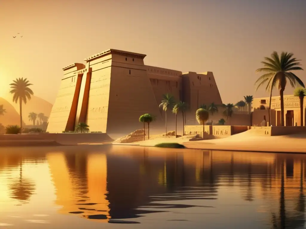 Una impresionante imagen de una antigua fortaleza egipcia a lo largo del Nilo