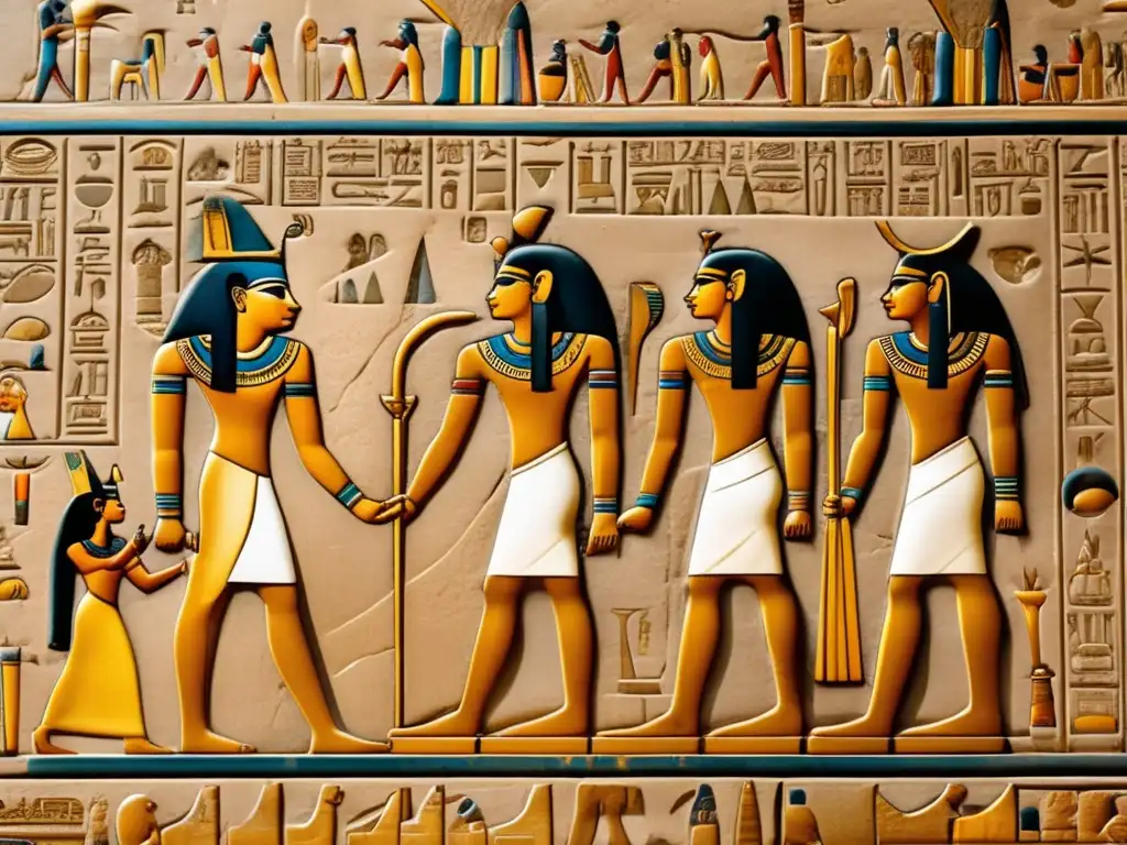 Una impresionante imagen 8k detallada de un antiguo templo egipcio, con intrincados grabados hieroglíficos