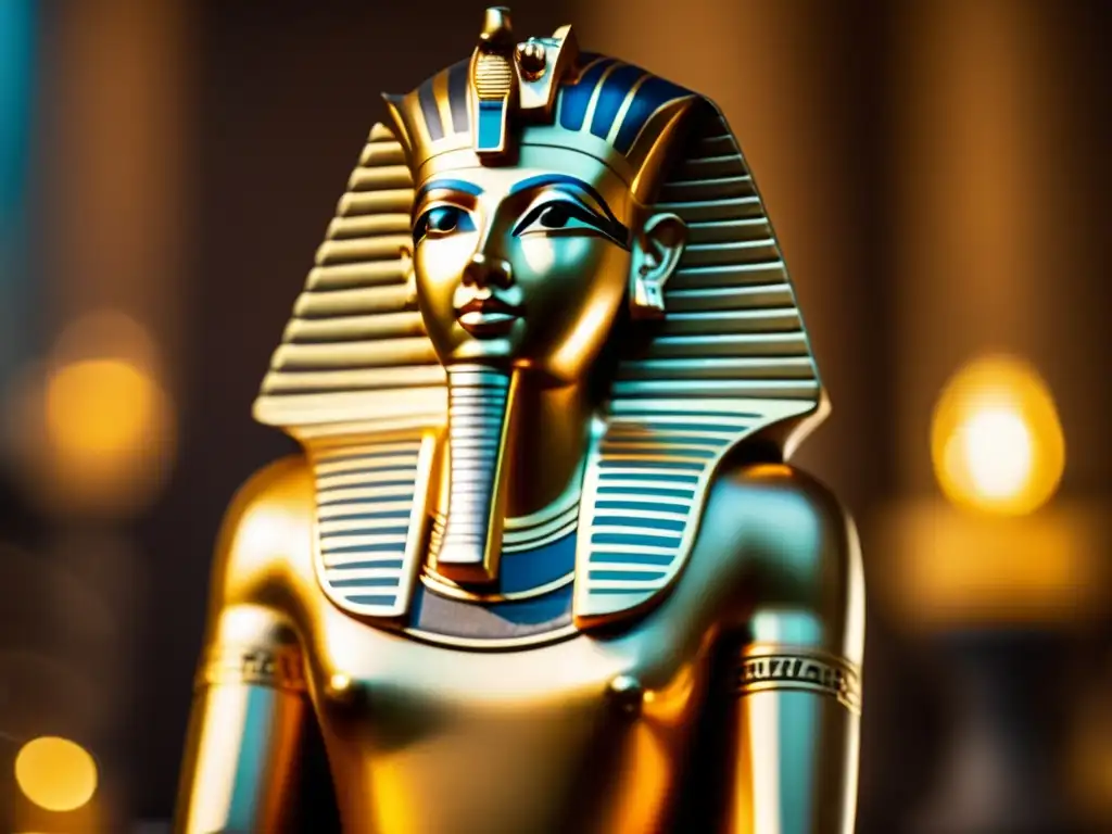 Una impresionante imagen de una estatua dorada meticulosamente elaborada del antiguo Egipto
