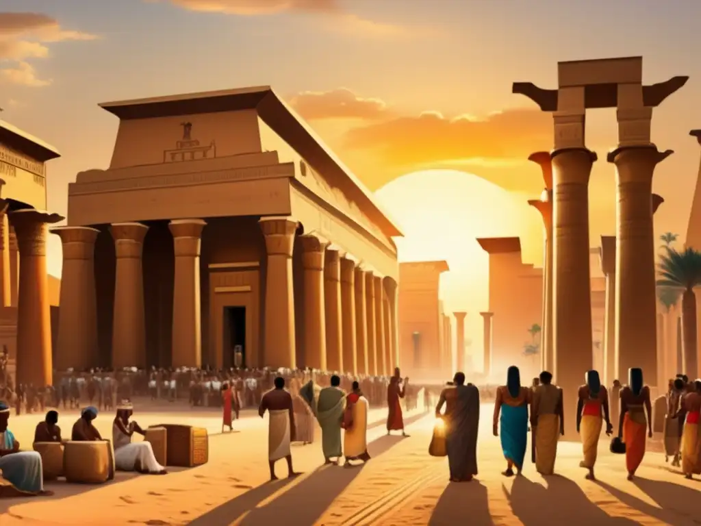 Una impresionante imagen de estilo vintage que muestra la grandiosidad e influencia del Imperio Medio en la dinámica social del antiguo Egipto
