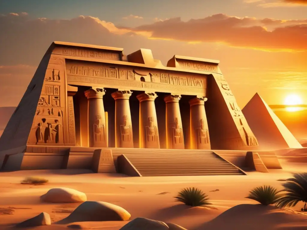Una impresionante imagen de 8k ultra detallada que muestra un templo antiguo egipcio bellamente conservado