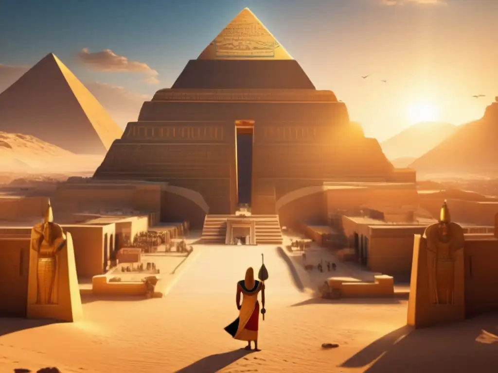 Una impresionante imagen de 8k ultra detallada que muestra el sincretismo de Amón y Ra en Egipto