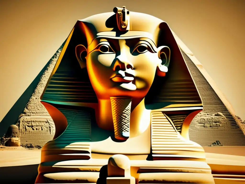 Una impresionante imagen vintage que muestra de cerca la famosa escultura faraónica 'La Gran Esfinge de Giza