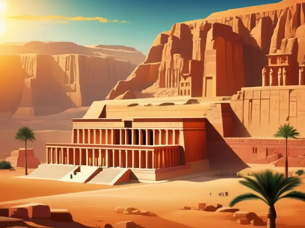 Una impresionante imagen vintage que muestra la grandiosidad de la arquitectura funeraria del Imperio Nuevo de Egipto
