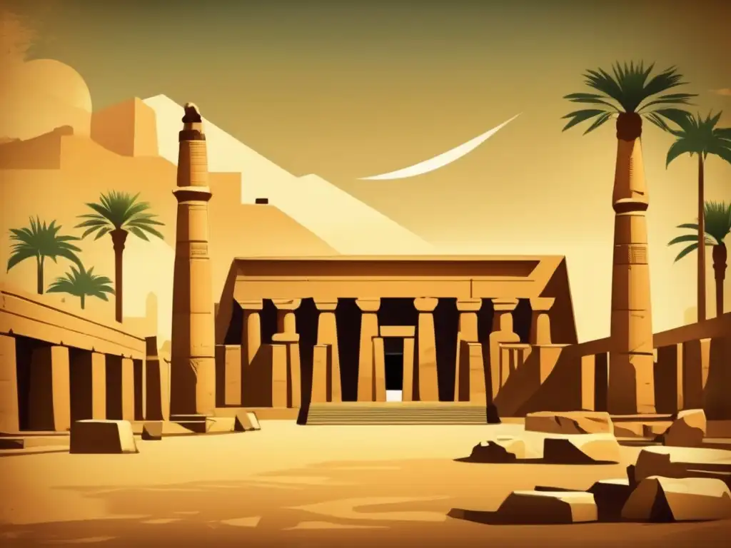 Una impresionante imagen vintage que muestra la majestuosidad del Templo de Karnak, una de las obras públicas faraónicas más destacadas en Egipto