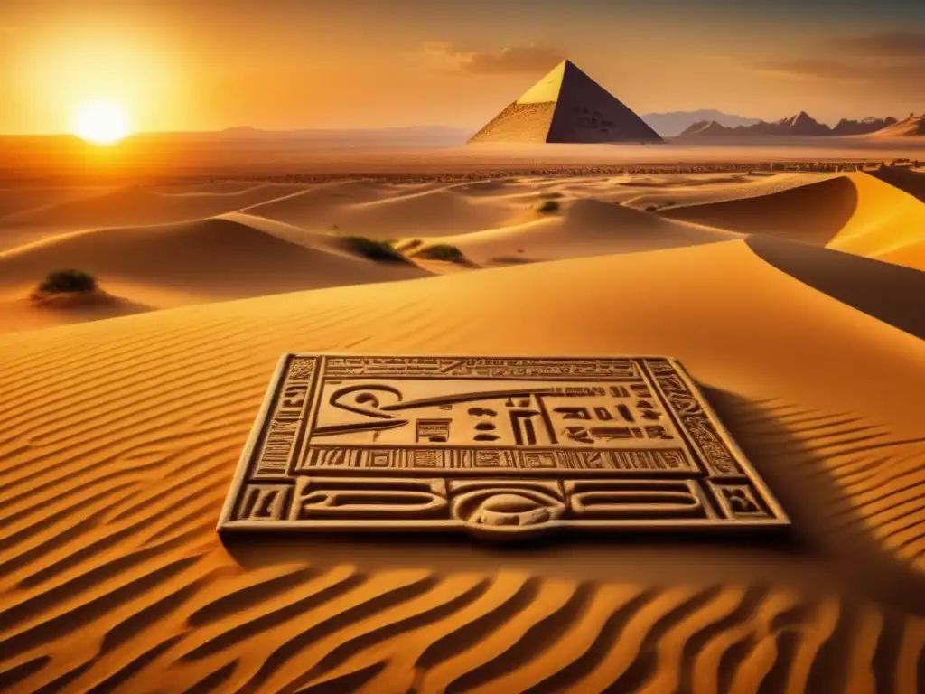 Una impresionante imagen vintage que muestra un paisaje desértico en el antiguo Egipto