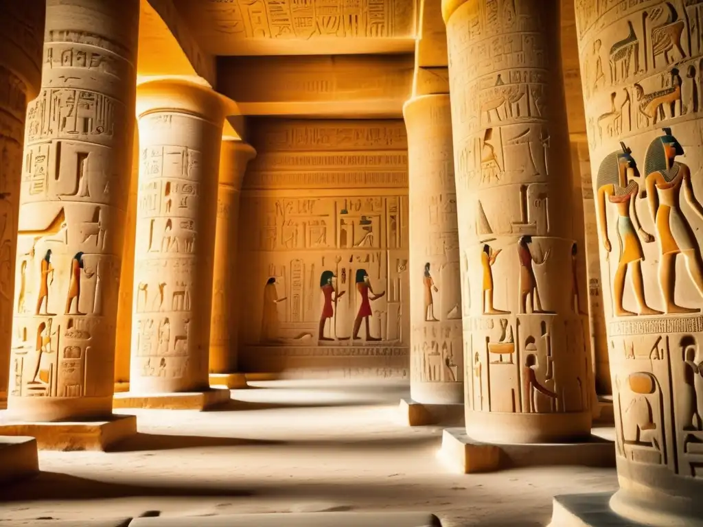 El impresionante interior restaurado del Templo de Seti I en Abydos, Egipto