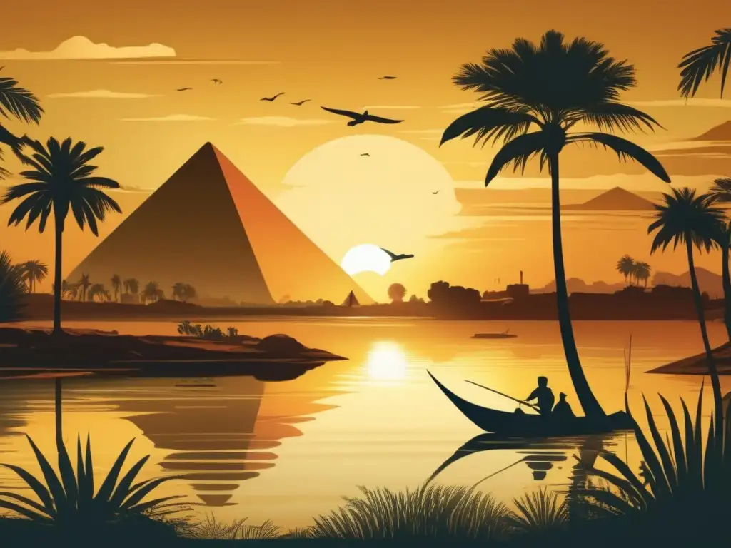 Una impresionante ilustración vintage del río Nilo, con su vibrante ecosistema de ictiofauna