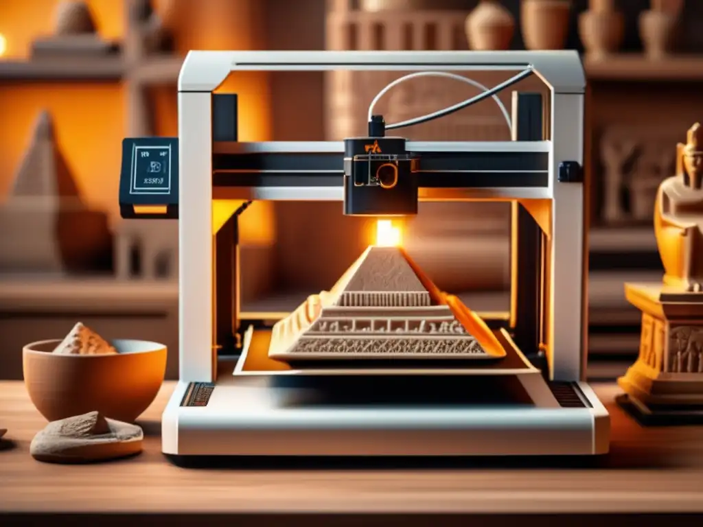 Una impresora 3D de estilo vintage crea una réplica de un antiguo artefacto egipcio