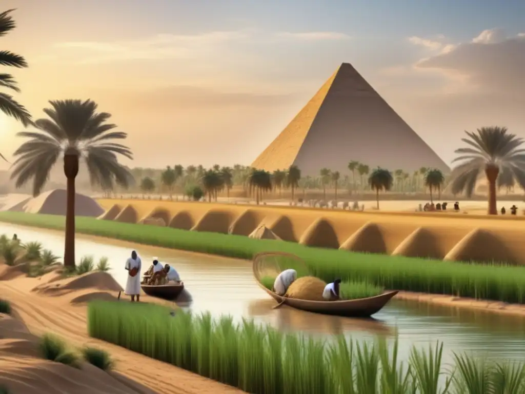 Innovaciones agrícolas del antiguo Egipto a orillas del Nilo: una imagen hipnótica en ultradetalle 8K