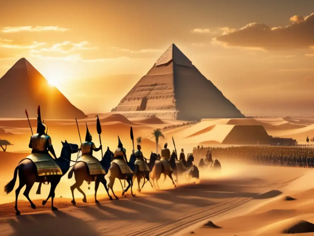 Innovaciones militares Ramsés II: El glorioso ejército egipcio se alinea en formación, con carros y soldados adornados con armaduras y lanzas