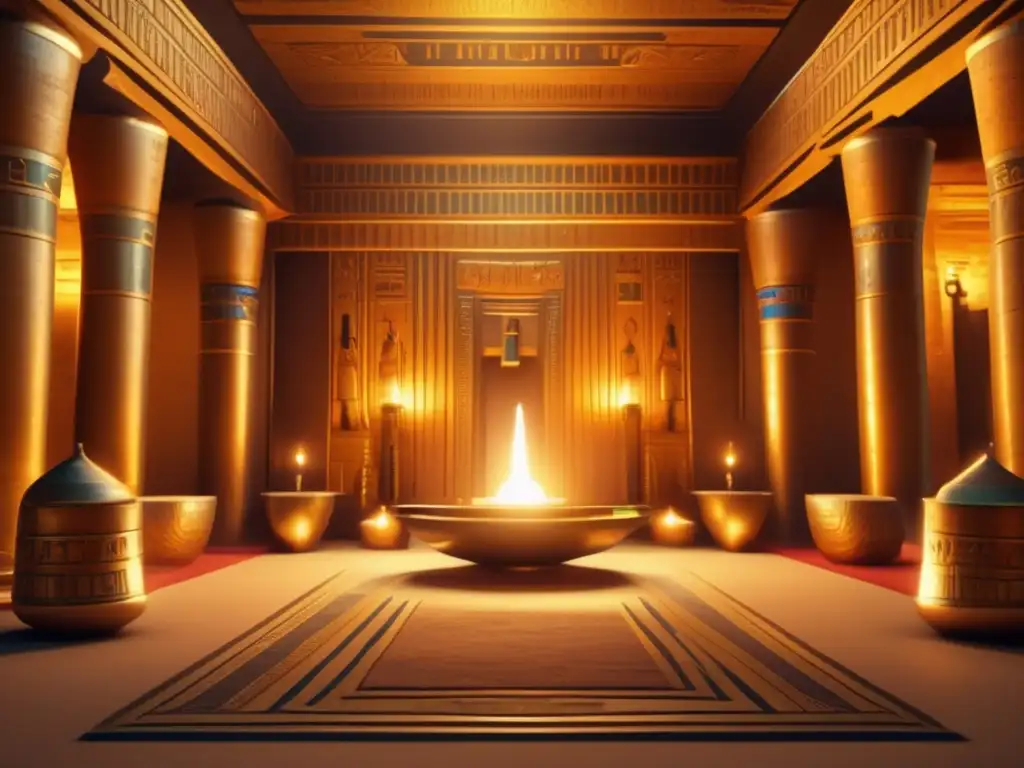 Un interior faraónico opulento y grandioso, con detalles en 8k