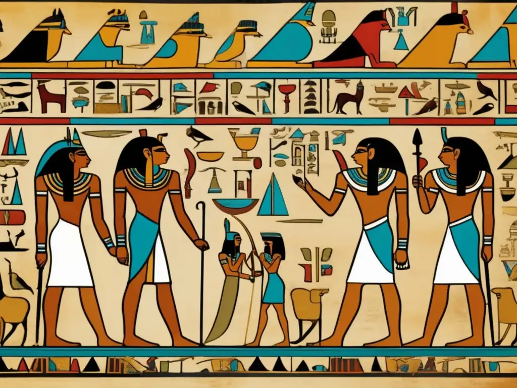 Jerarquía en la civilización egipcia: Imagen detallada de una pintura mural antigua que muestra la influencia de los linajes en la estructura social