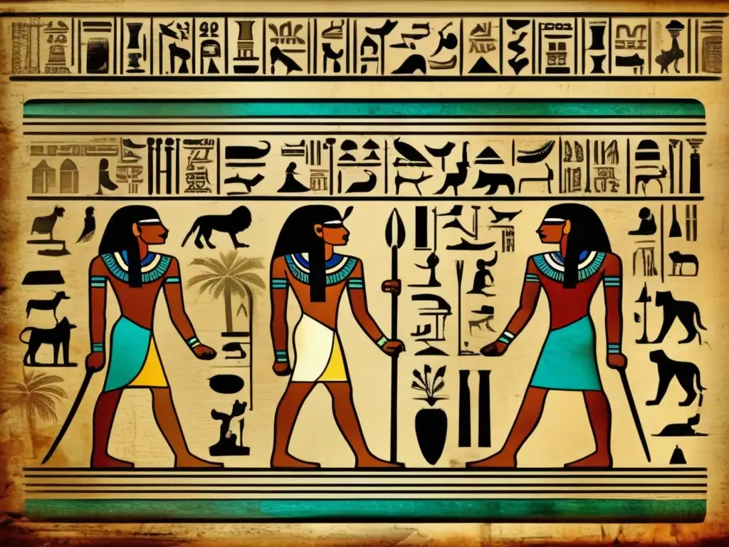 La evolución de jeroglíficos egipcios en una antigua y detallada imagen