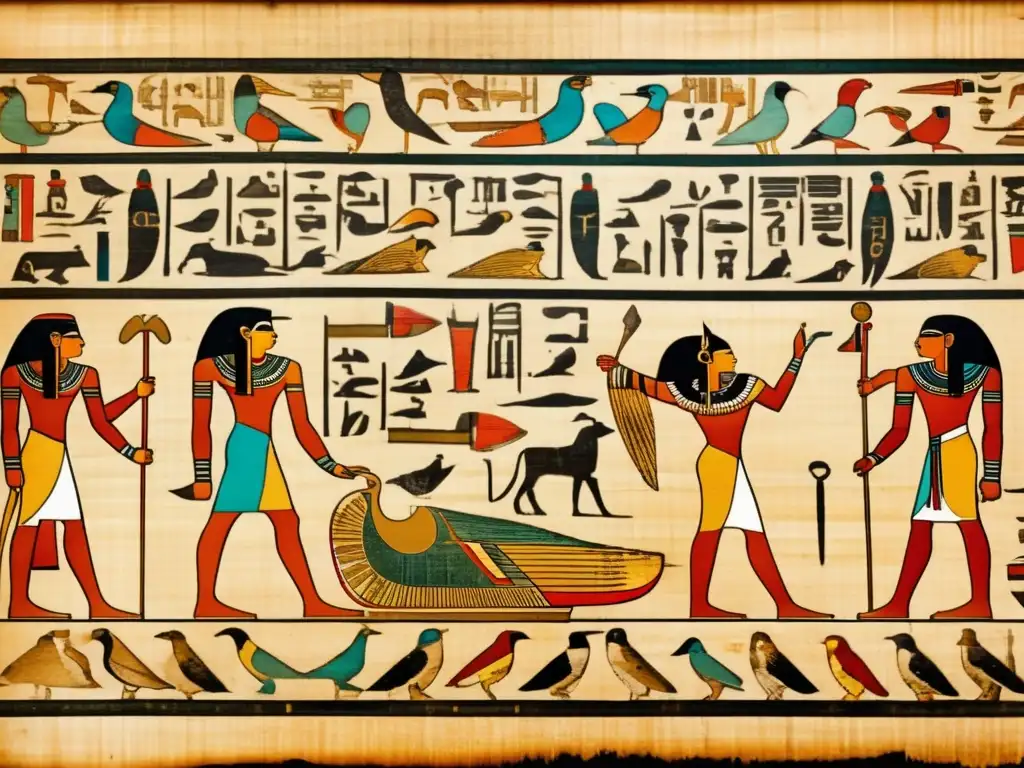 Aprende a leer jeroglíficos egipcios en este antiguo papiro desgastado