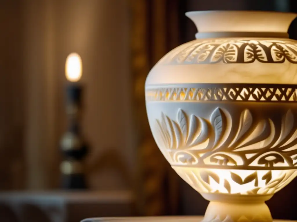 La Lámpara de Alabastro de Ramsés II brilla con elegancia y regalía, iluminando su entorno con su suave y cálida luz