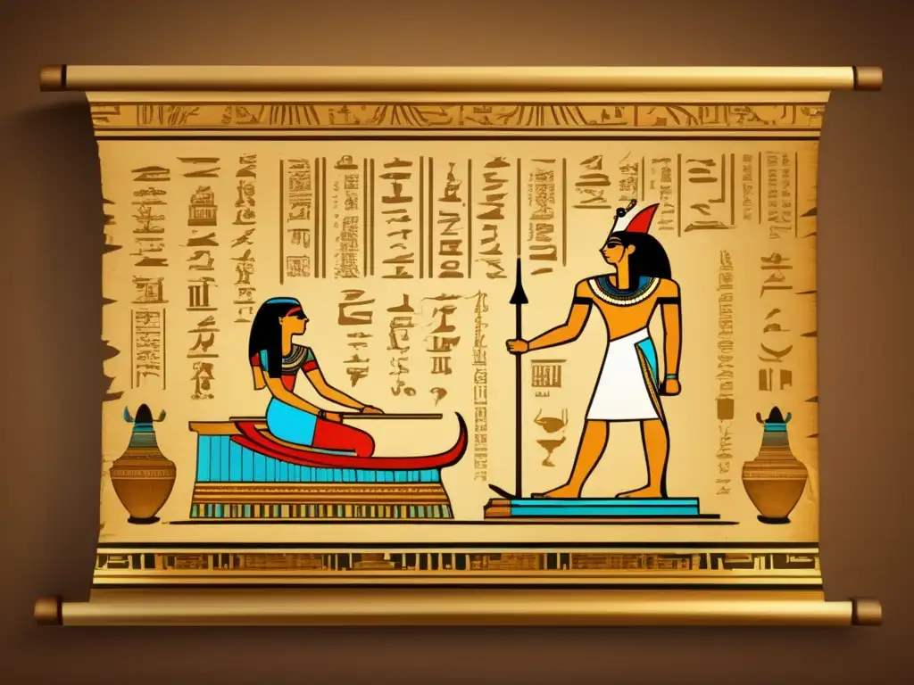Una ilustración vintage muestra el legado del papiro en documentos egipcios