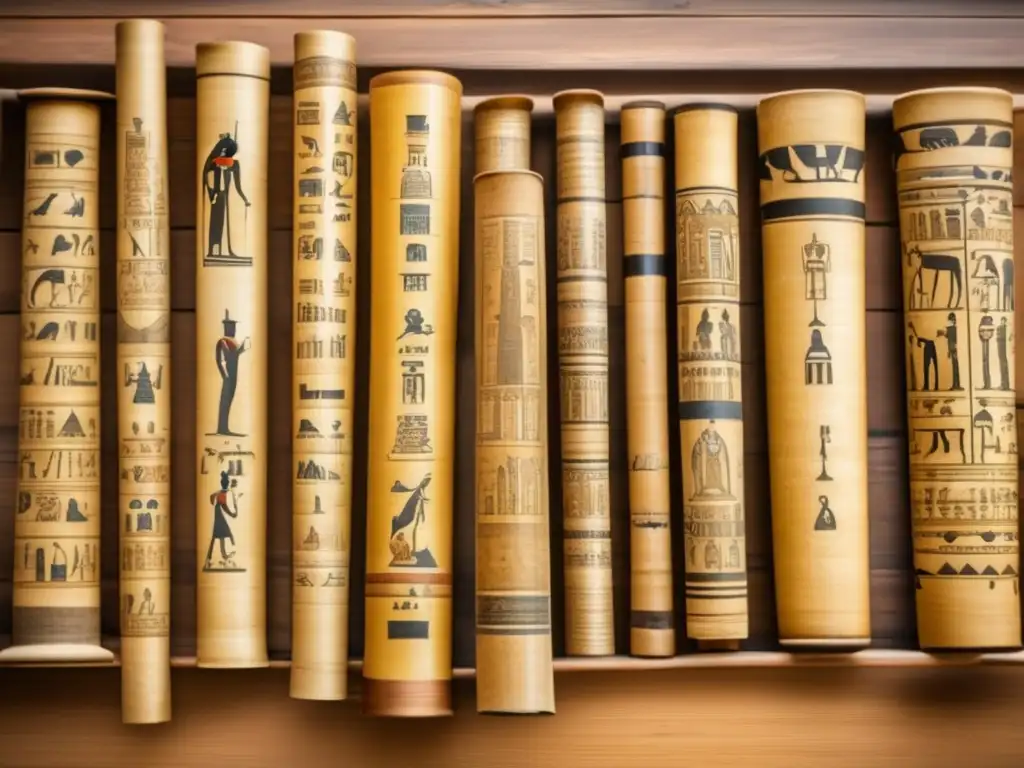Evolución del lenguaje egipcio capturada en papiros antiguos, evocando la fascinación por la historia de Egipto