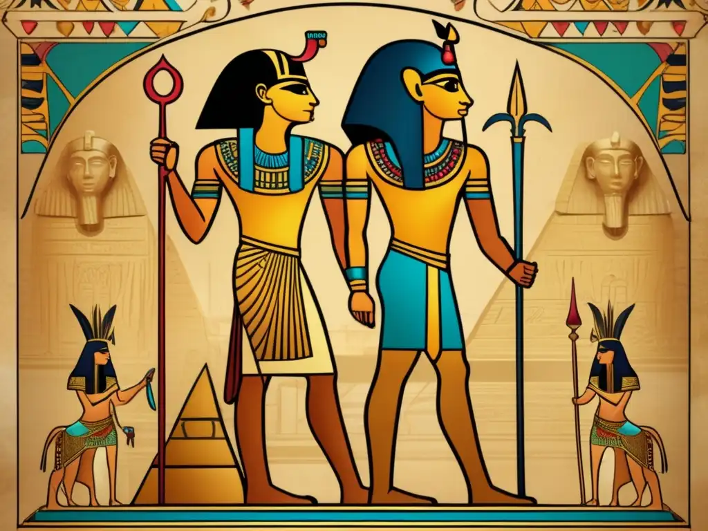 Liderazgo faraónico en el campo de batalla: Imagen 8K detallada de Egipto antiguo con un poderoso faraón y su ejército en combate