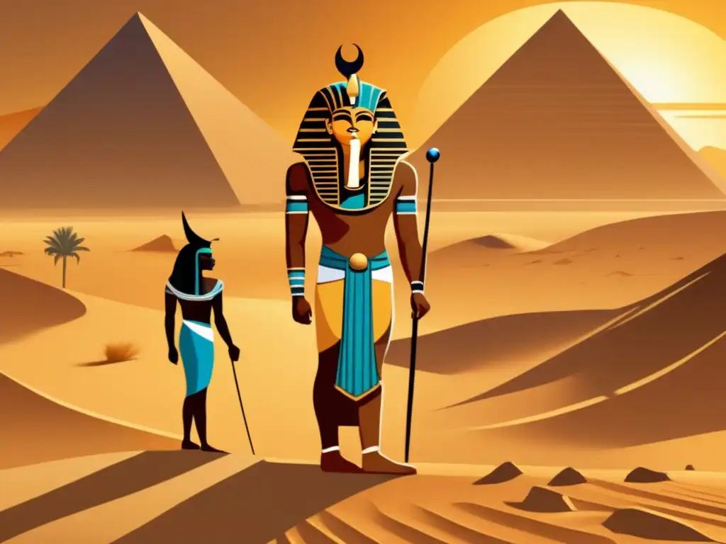 La lucha eterna entre el bien y el mal en el mito egipcio se representa en esta ilustración vintage