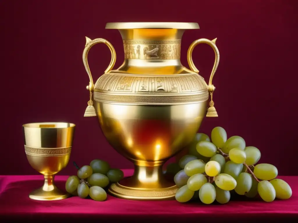 Un lujoso vaso ceremonial de oro representa el vino en el Antiguo Egipto